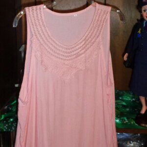 PRETTY PINK SHELL TANK STYLE COOL,COMFY TOP-SZ XXL-NEVER WORN!